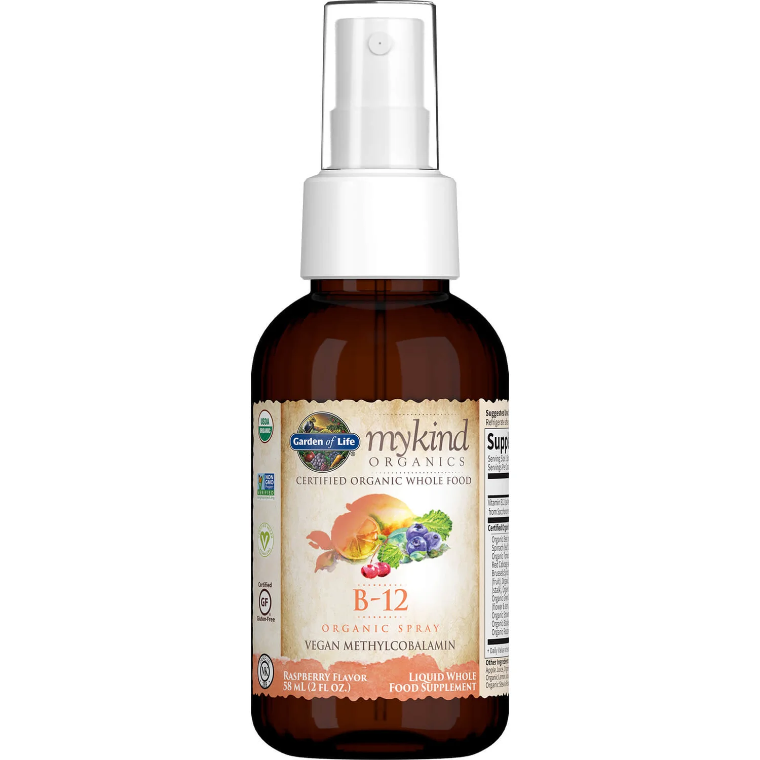 Mykind Organics Vitamin B12 Spray - Raspberry - 58ml 2 Mykind Organics Vitamin B12 Spray - Raspberry - 58ml - Image 2