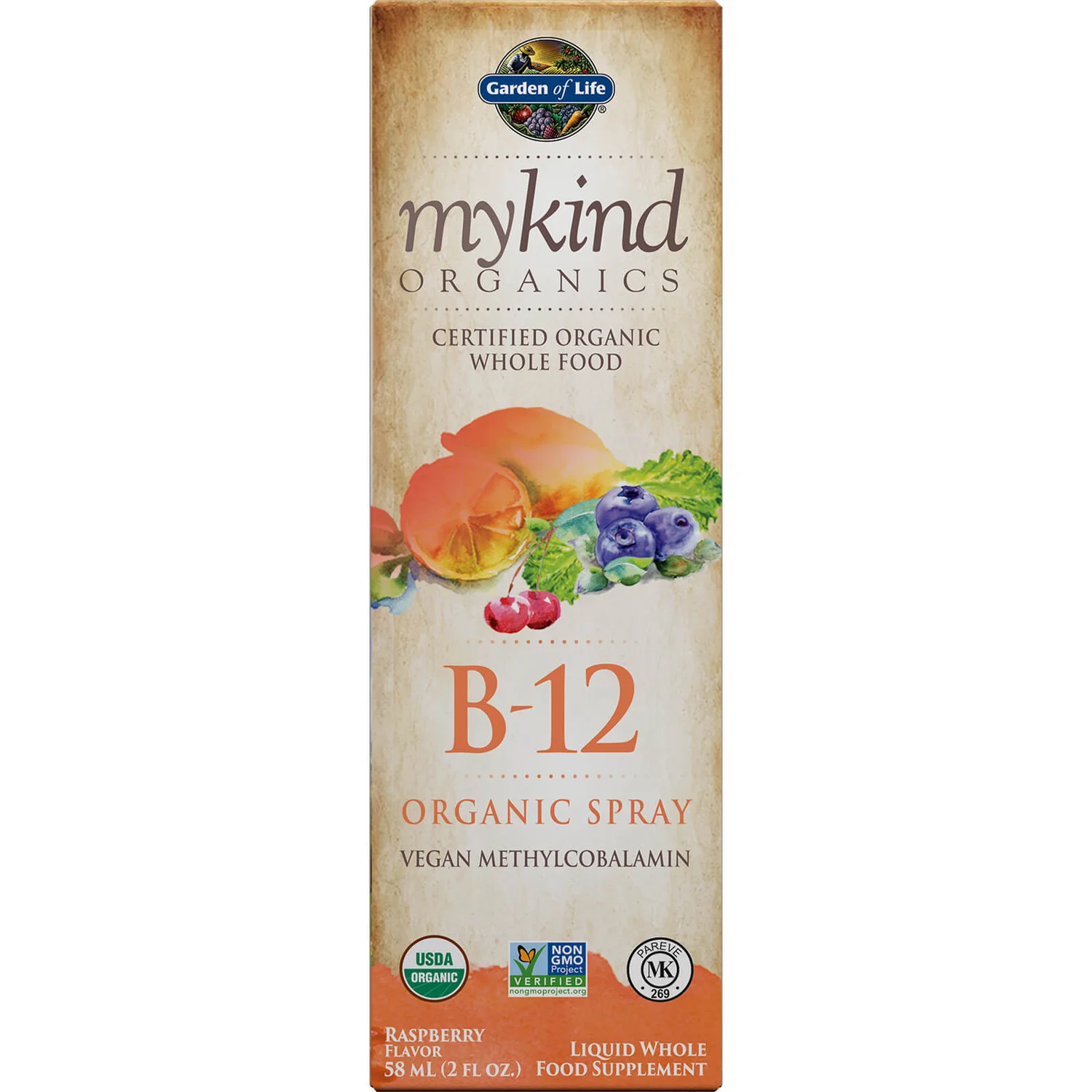 Mykind Organics Vitamin B12 Spray - Raspberry - 58ml 1 Mykind Organics Vitamin B12 Spray - Raspberry - 58ml