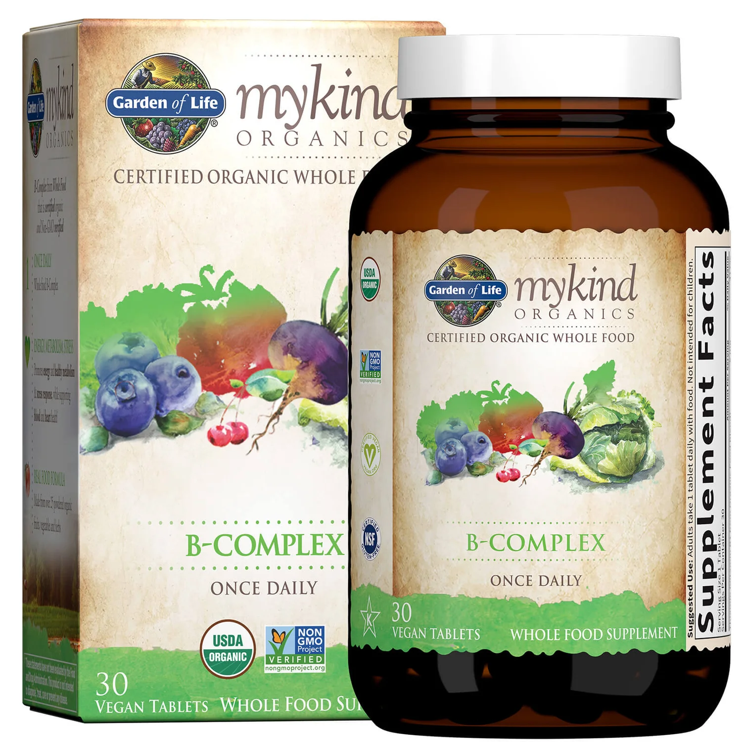 Mykind Organics B-Complex - 30 Tablets 2 Mykind Organics B-Complex - 30 Tablets - Image 2