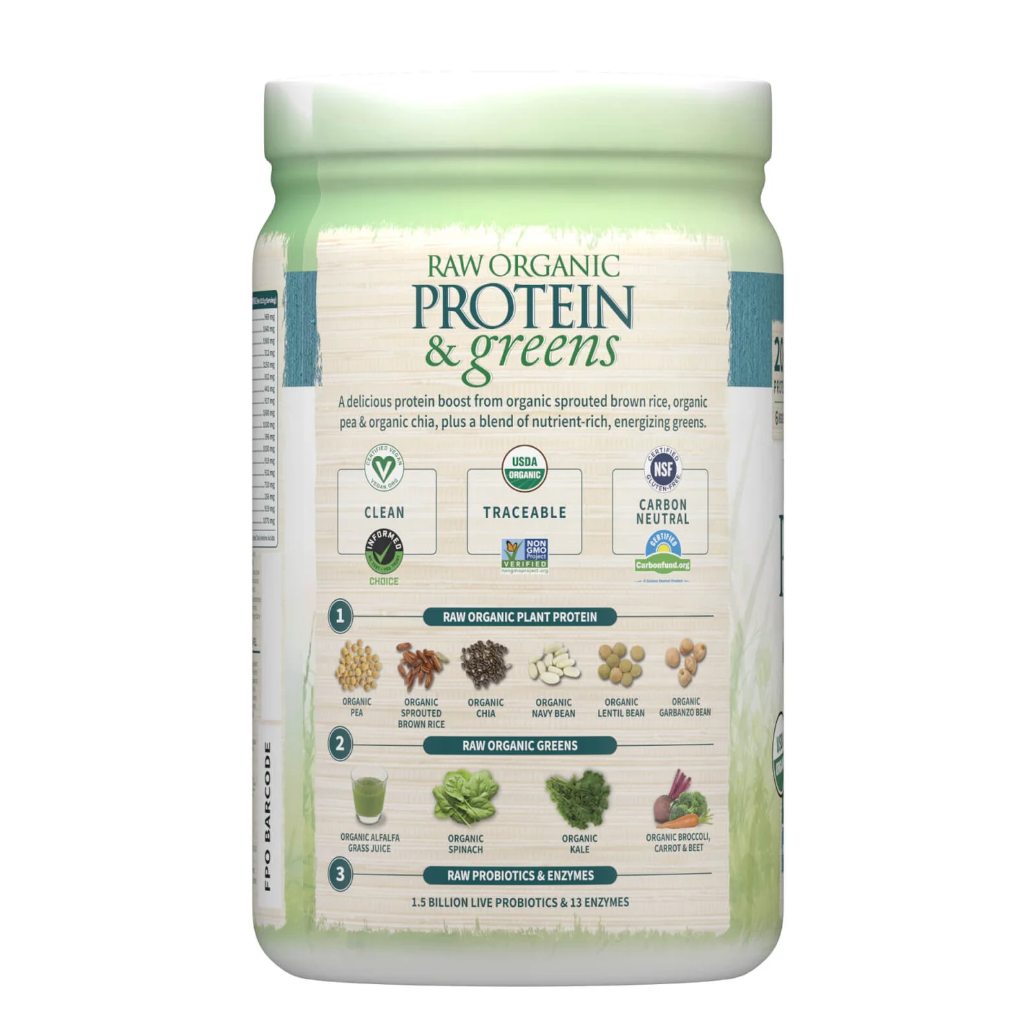 Raw Organic Protein And Greens - Lightly Sweet - 651g 2 Raw Organic Protein And Greens - Lightly Sweet - 651g - Image 2