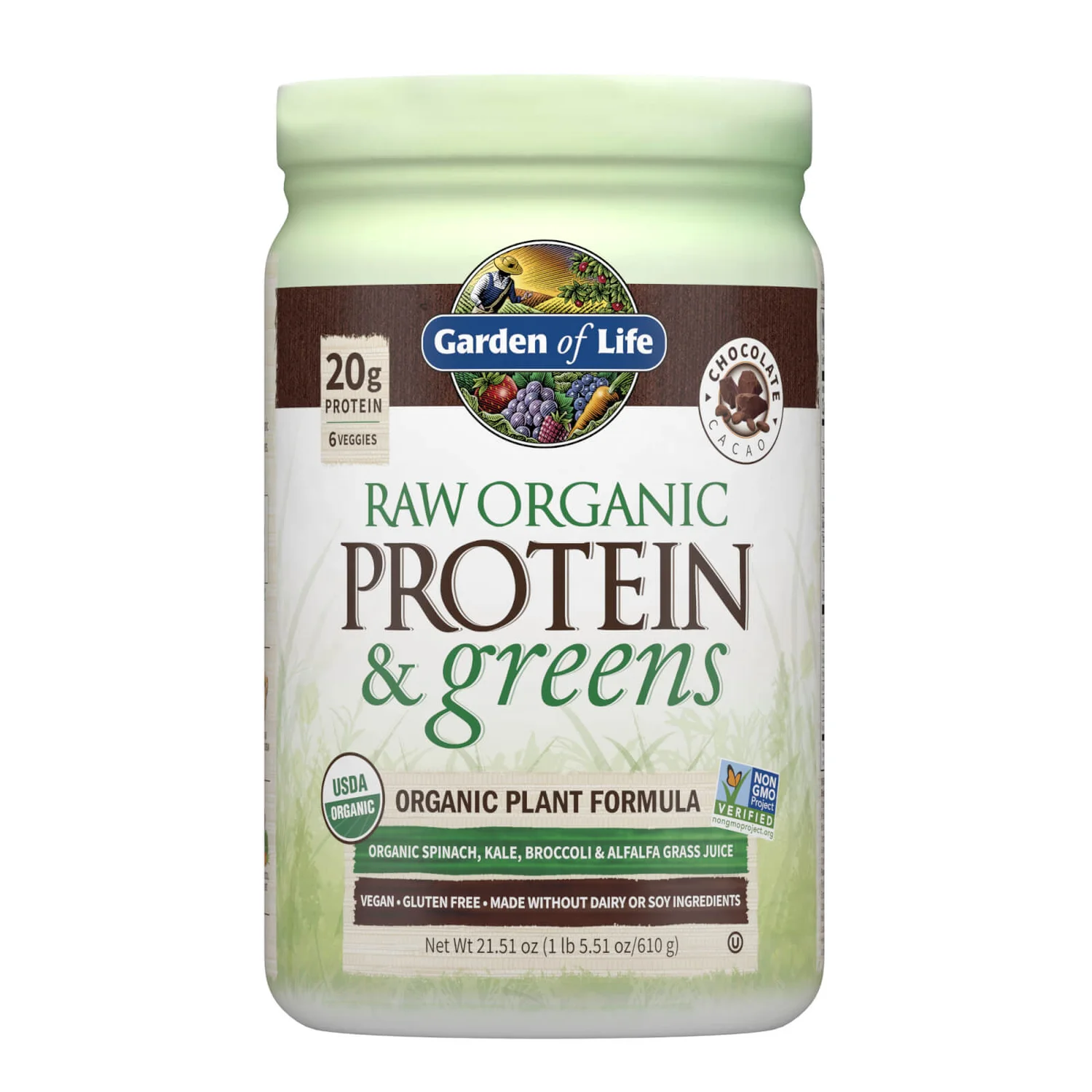 Raw Organic Protein And Greens - Chocolate - 611g 1 Raw Organic Protein And Greens - Chocolate - 611g