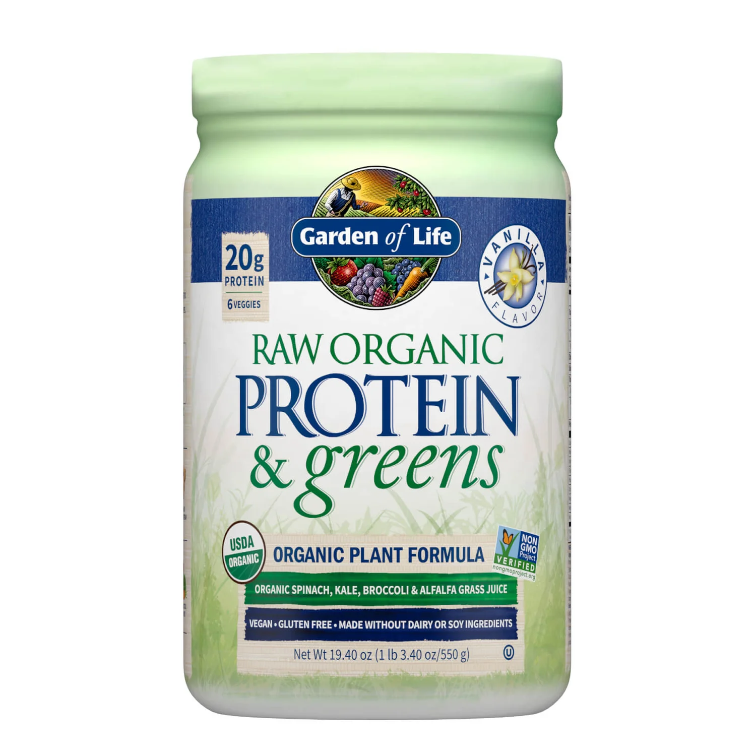 Raw Organic Protein And Greens - Vanilla - 550g 1 Raw Organic Protein And Greens - Vanilla - 550g