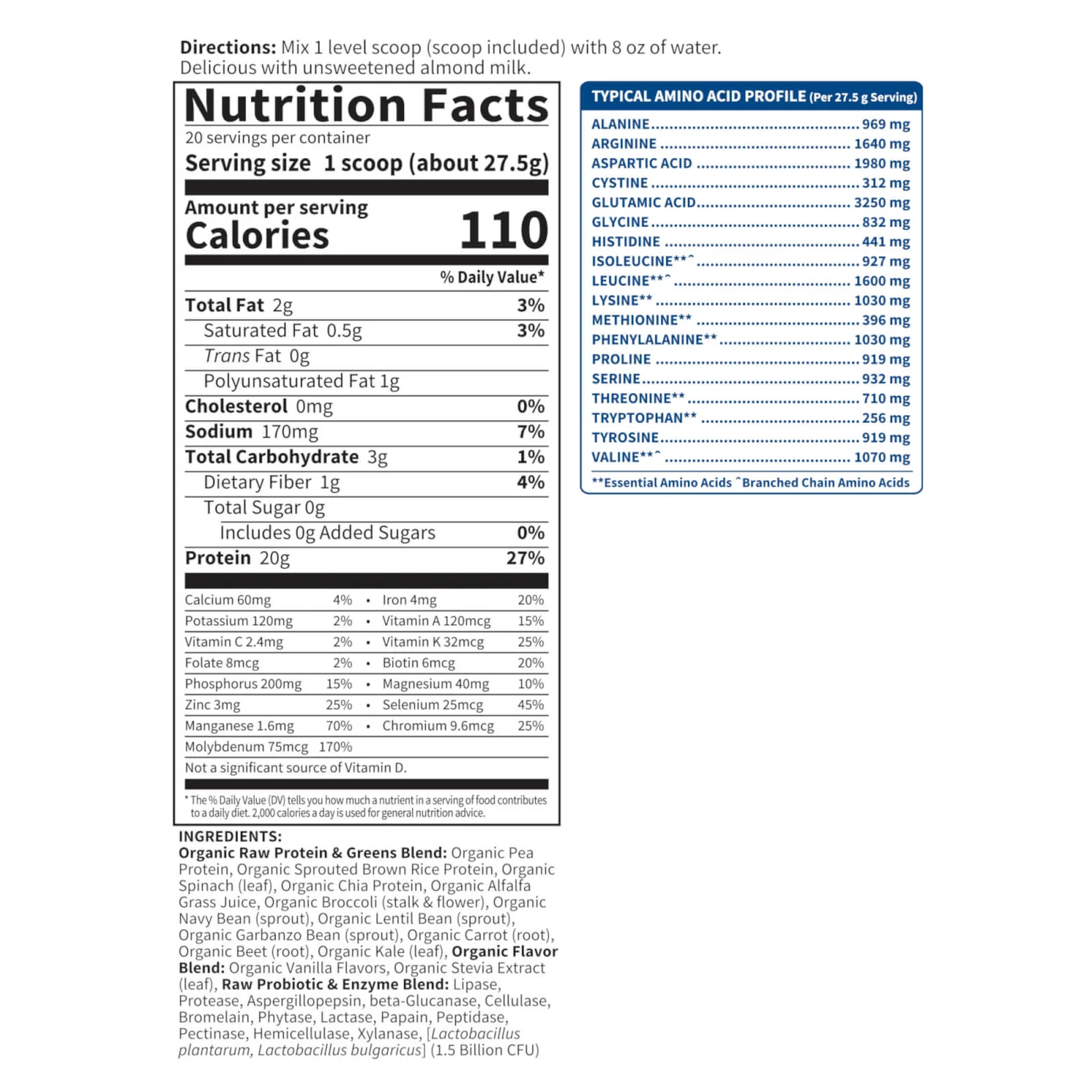 Raw Organic Protein And Greens - Vanilla - 550g 3 Raw Organic Protein And Greens - Vanilla - 550g - Image 3