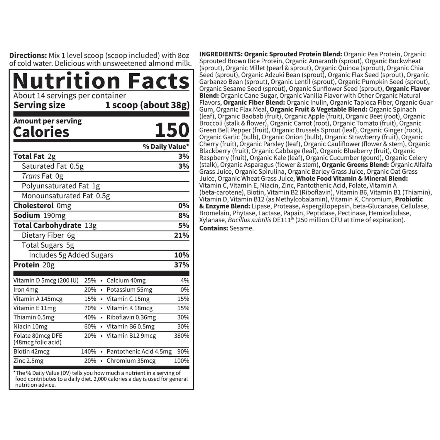 Raw Organic All-In-One Shake - Lightly Sweet - 519g 3 Raw Organic All-In-One Shake - Lightly Sweet - 519g - Image 3