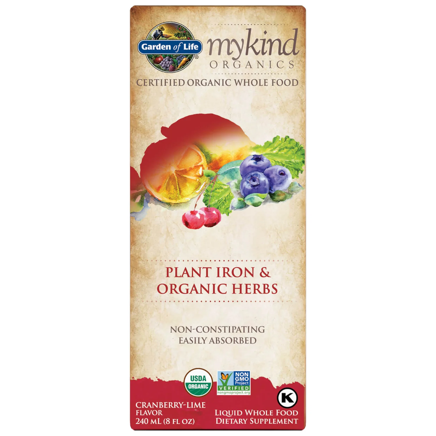 Mykind Organics Plant Iron And Herbs Cranberry-Lime - 240ml 1 Mykind Organics Plant Iron And Herbs Cranberry-Lime - 240ml