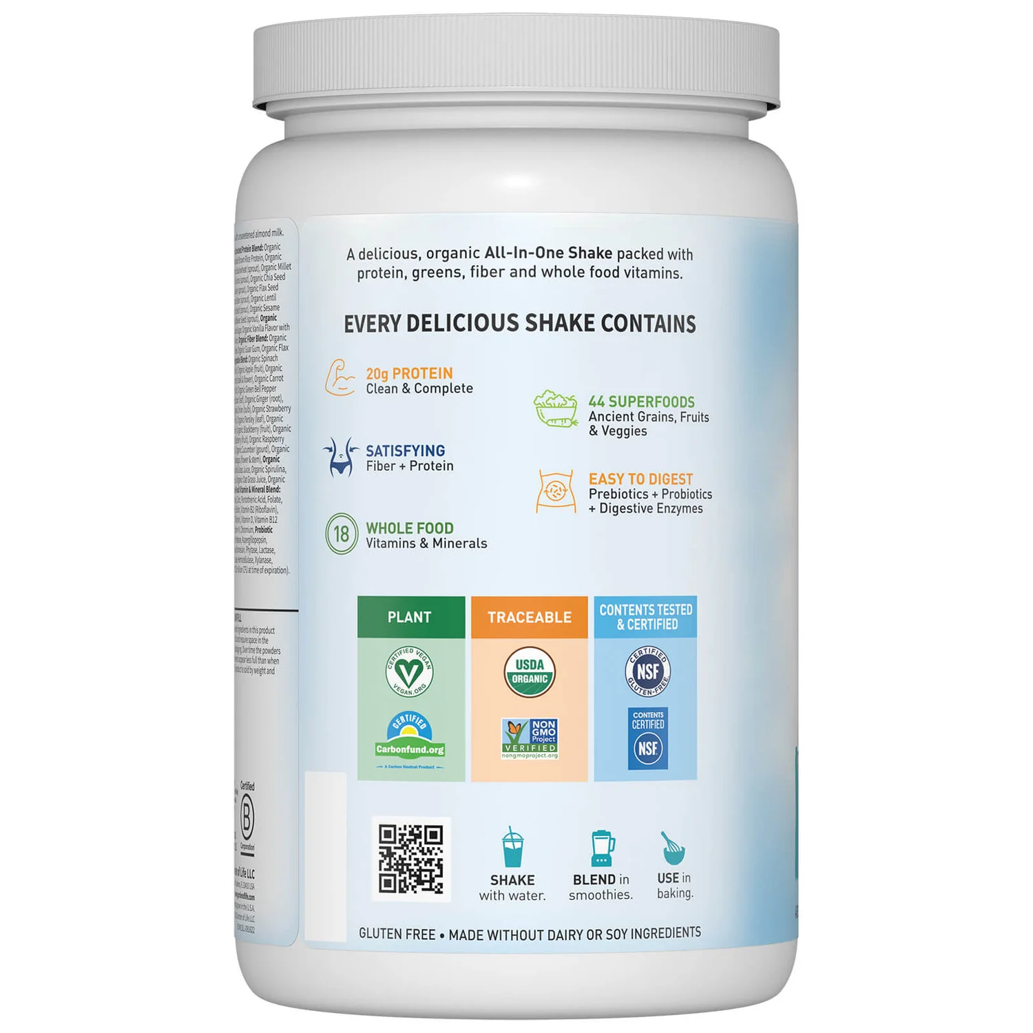 Raw Organic All-In-One Shake - Lightly Sweet - 1064g 2 Raw Organic All-In-One Shake - Lightly Sweet - 1064g - Image 2