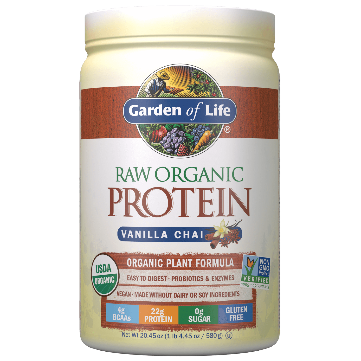 Raw Organic Protein - Vanilla Chai - 580g 1 Raw Organic Protein - Vanilla Chai - 580g