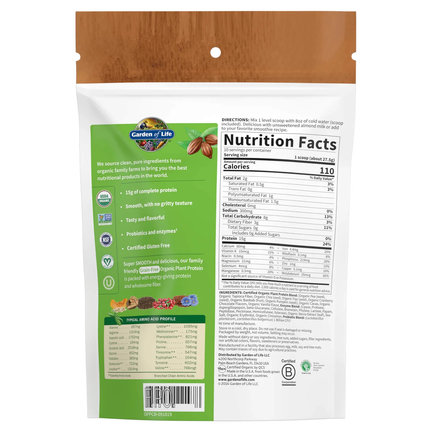 Organic Plant Protein - Chocolate - 276g 2 Organic Plant Protein - Chocolate - 276g - Image 2