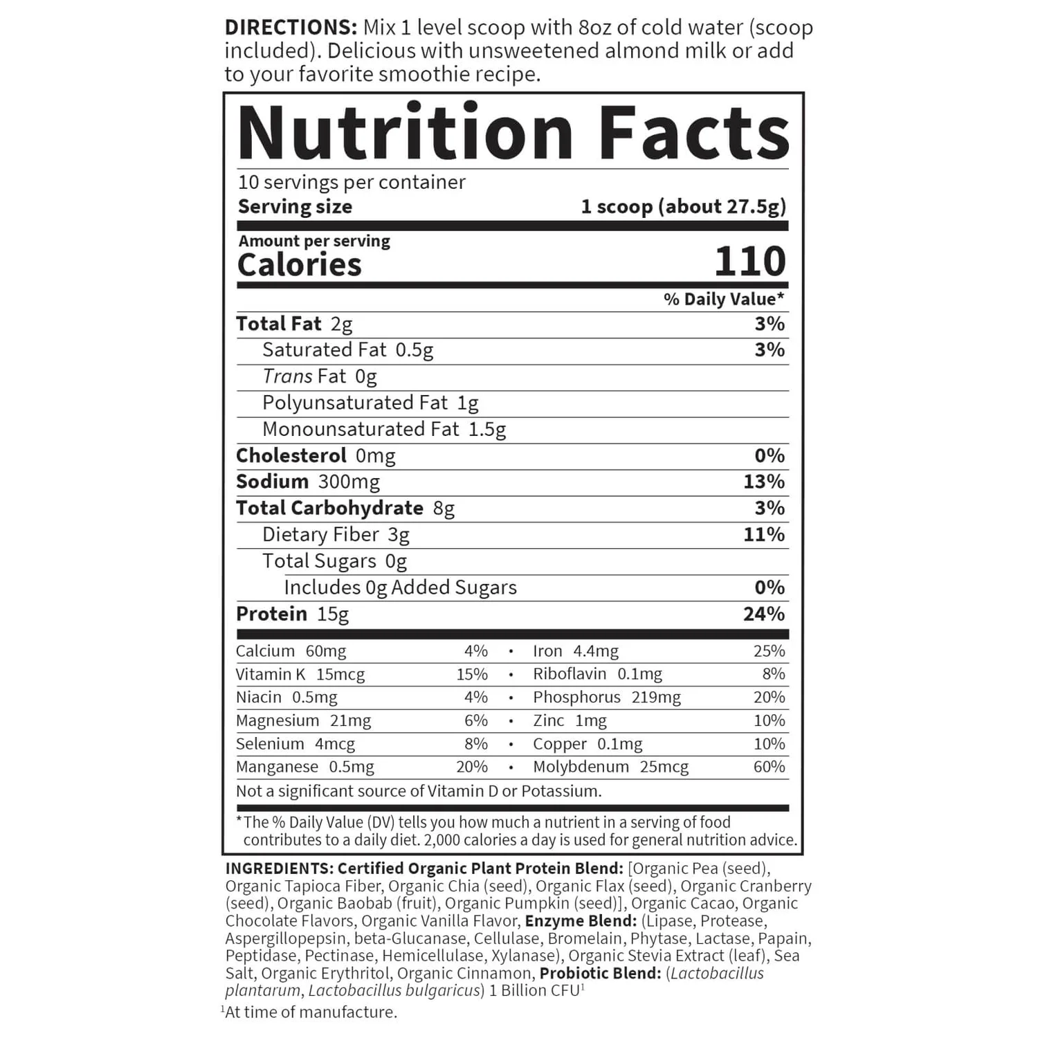 Organic Plant Protein - Chocolate - 276g 3 Organic Plant Protein - Chocolate - 276g - Image 3