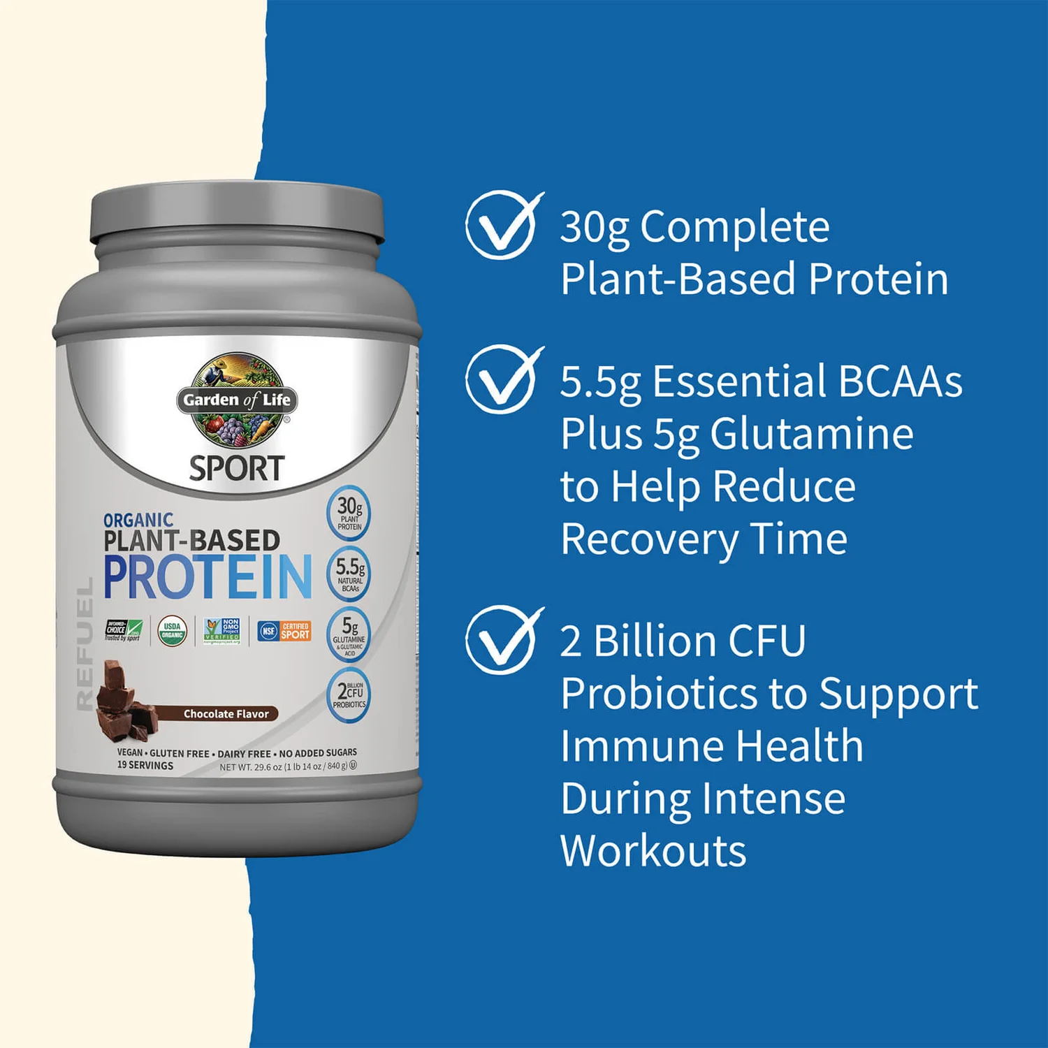Sport Organic Plant-Based Protein - Chocolate - 840g 8 Sport Organic Plant-Based Protein - Chocolate - 840g - Image 8