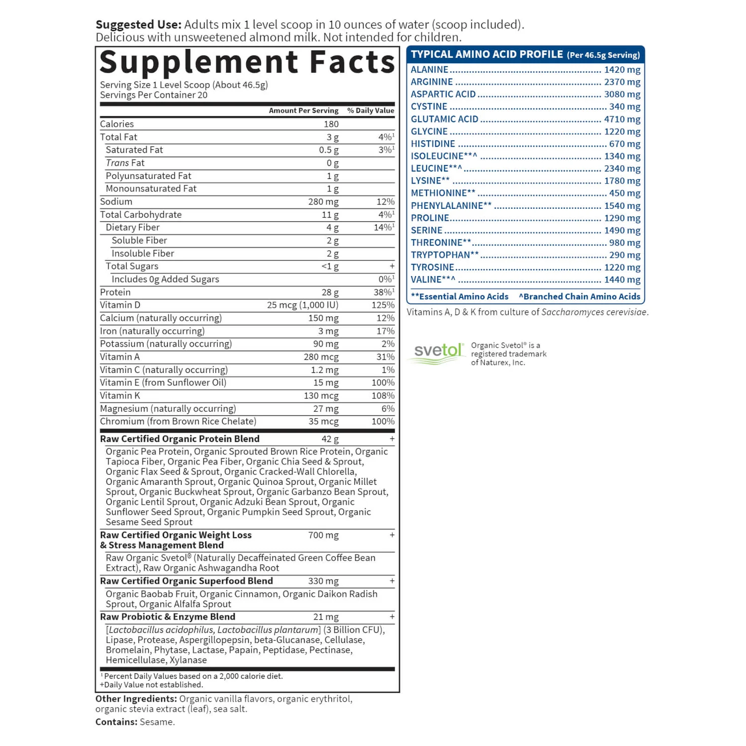 Raw Organic Fit - Vanilla - 930g 4 Raw Organic Fit - Vanilla - 930g - Image 4