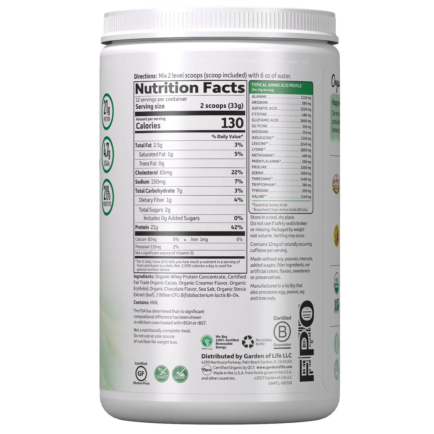 Organic Grass Fed Whey - Chocolate - 396g 3 Organic Grass Fed Whey - Chocolate - 396g - Image 3