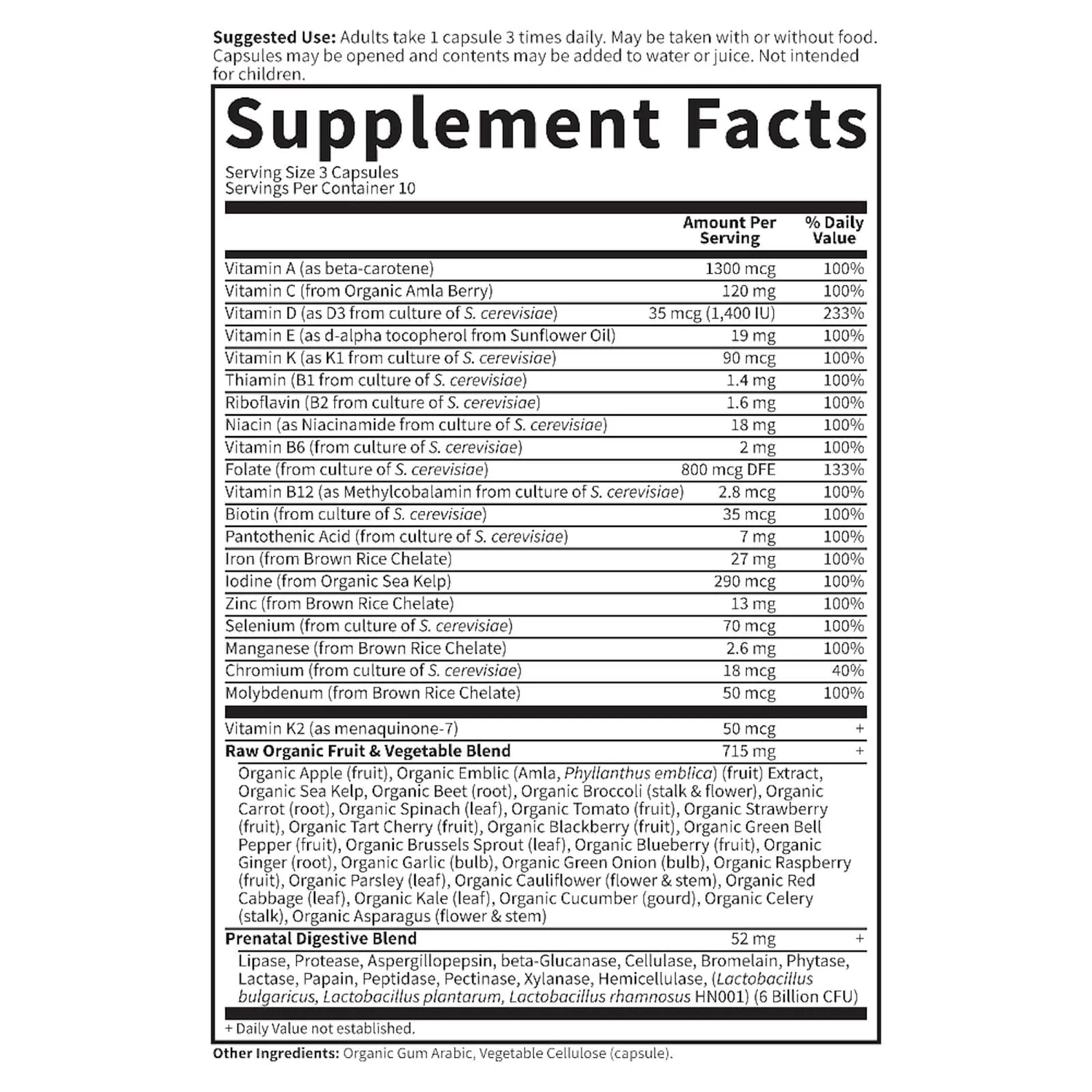 Vitamin Code Raw Prenatal - 90 Capsules 3 Vitamin Code Raw Prenatal - 90 Capsules - Image 3