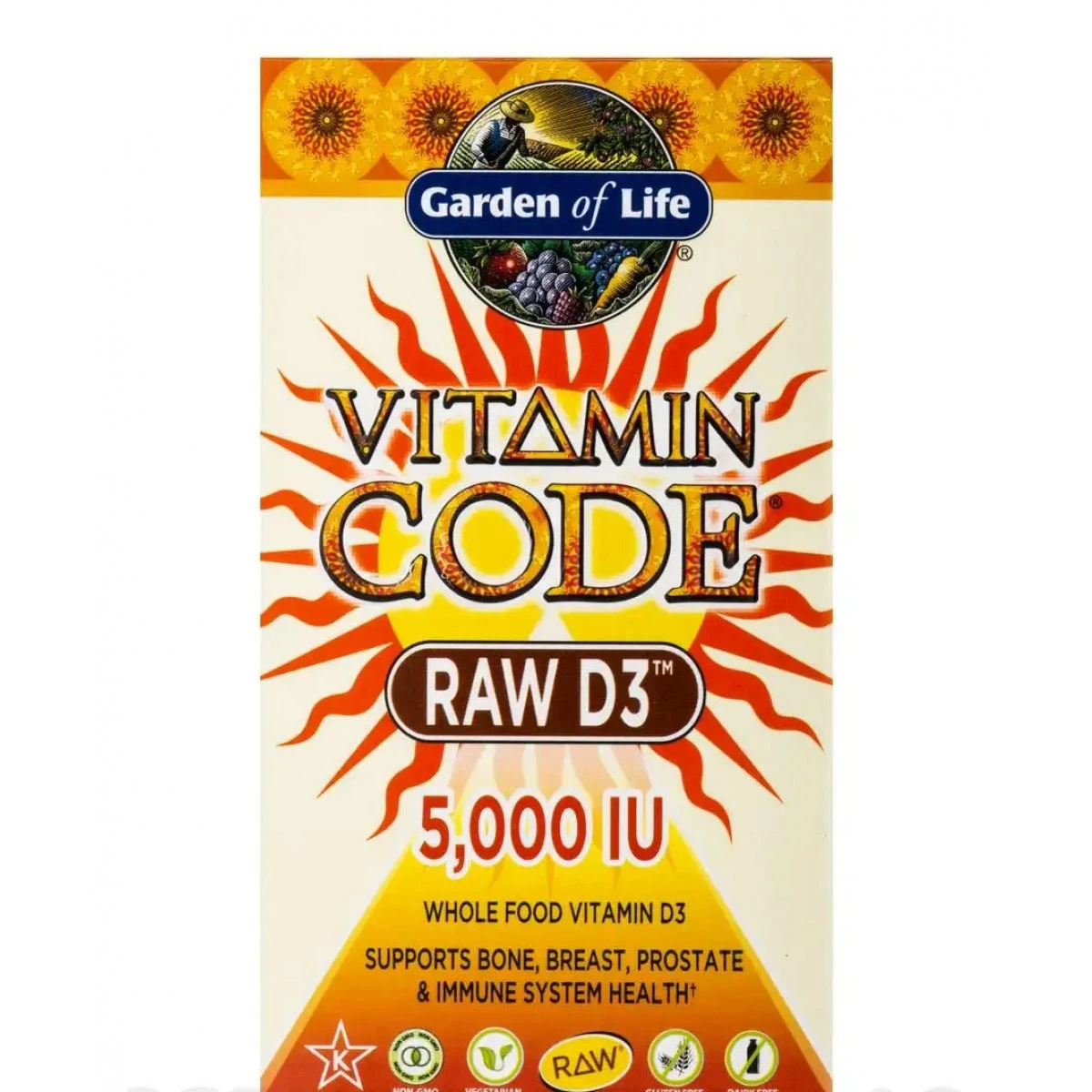 Garden Of Life Vitamin Code - Raw D3 5000 IU - 60 Vegetarian Capsules 2 Garden Of Life Vitamin Code - Raw D3 5000 IU - 60 Vegetarian Capsules - Image 2