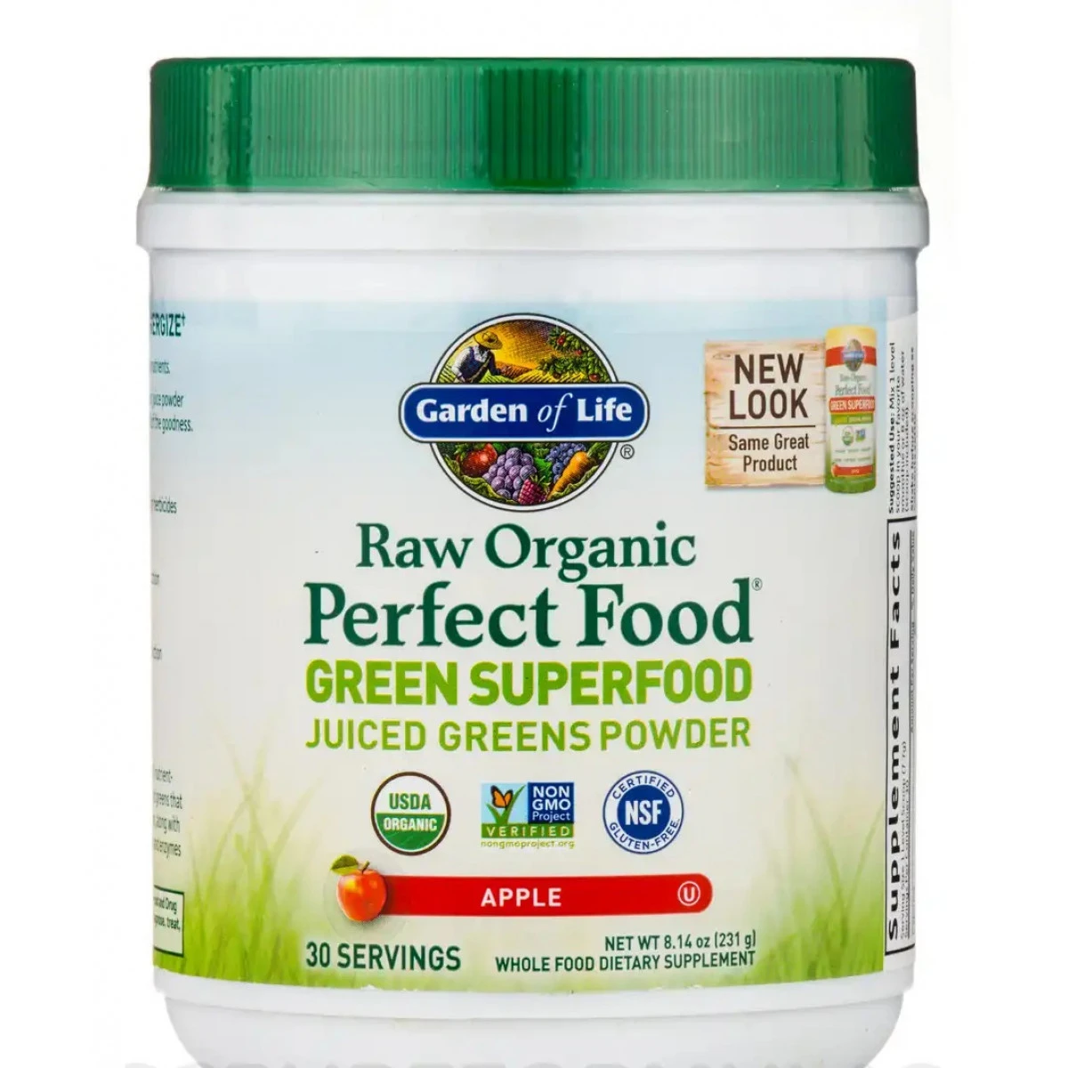 Garden Of Life Raw Organic Perfect Food Green Superfood Powder, Apple Flavor - 8.14 Oz (231 Grams) 1 Garden Of Life Raw Organic Perfect Food Green Superfood Powder, Apple Flavor - 8.14 Oz (231 Grams)