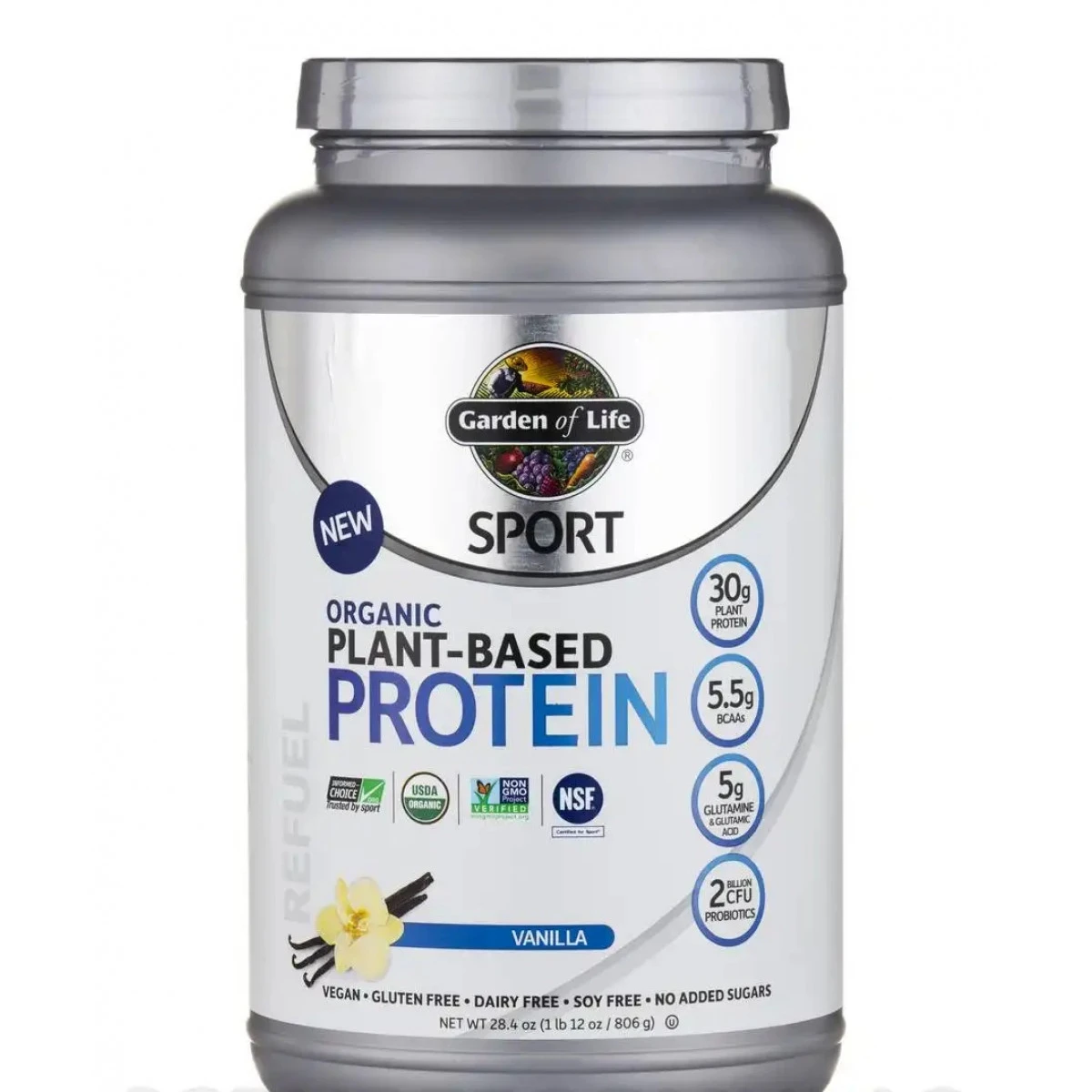 Garden Of Life Sport Organic Plant-Based Protein, Vanilla - 28.4 Oz (1 Lb 12 Oz / 806 Grams) 1 Garden Of Life Sport Organic Plant-Based Protein, Vanilla - 28.4 Oz (1 Lb 12 Oz / 806 Grams)