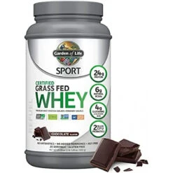 Garden Of Life Sport Whey Protein Powder Chocolate, Premium Grass Fed Whey Protein Isolate Plus Probiotics For Immune System Health, 24g Protein, Non GMO, Gluten Free, Cold Processed - 20 Servings