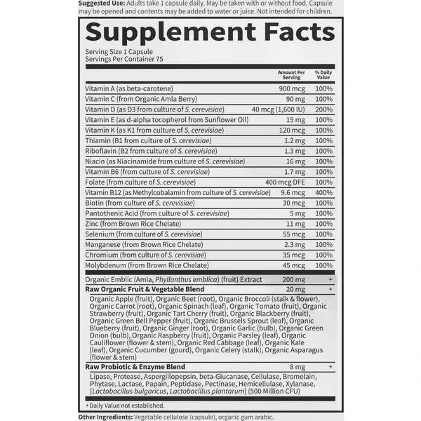 Garden Of Life Vitamin Code Raw One For Men 75 Pcs 4 Garden Of Life Vitamin Code Raw One For Men 75 Pcs - Image 4