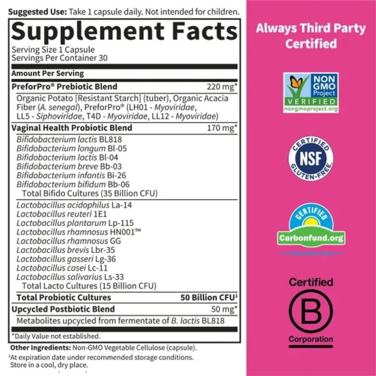 Garden Of Life Dr Formulated Womens Probiotic PH 50 Billion 30ct 2 Garden Of Life Dr Formulated Womens Probiotic PH 50 Billion 30ct - Image 2