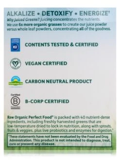 Raw Organic Perfect Food® Green Superfood Powder, Apple Flavor - 8.14 Oz (231 Grams) -Garden Of Life Shop images 123