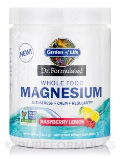 Dr. Formulated Whole Food Magnesium, Raspberry Lemon Flavor - 14.9 Oz (421.5 Grams)