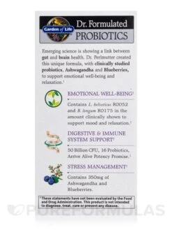 Dr. Formulated Probiotics Mood+ - 60 Vegetarian Capsules -Garden Of Life Shop images 146