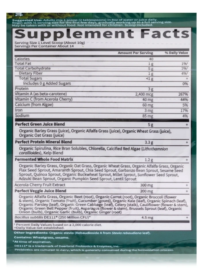 Perfect Food® - Super Green Formula - 4.94 Oz (140 Grams) 4 Perfect Food® - Super Green Formula - 4.94 Oz (140 Grams) - Image 4