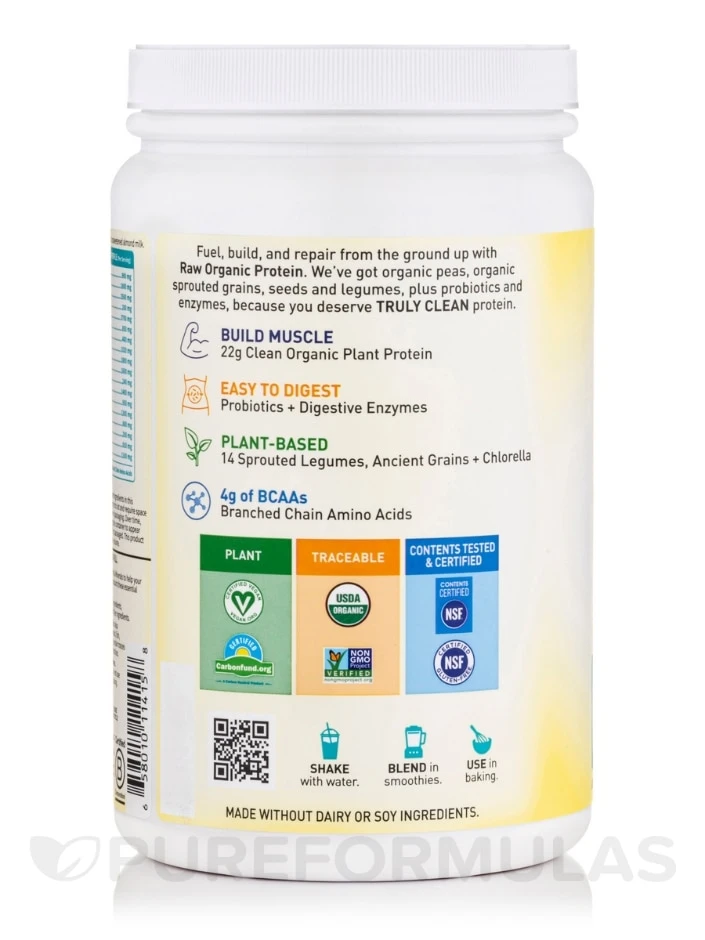 Raw Organic Protein Powder, Unflavored/No Stevia - 19.75 Oz (560 Grams) 3 Raw Organic Protein Powder, Unflavored/No Stevia - 19.75 Oz (560 Grams) - Image 3