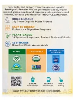 Raw Organic Protein Powder, Unflavored/No Stevia - 19.75 Oz (560 Grams) 9 Raw Organic Protein Powder, Unflavored/No Stevia - 19.75 Oz (560 Grams) -Garden Of Life Shop images 222