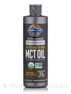 Dr. Formulated Brain Health 100% Organic Coconut MCT Oil, Unflavored - 16 Fl. Oz (473 Ml)