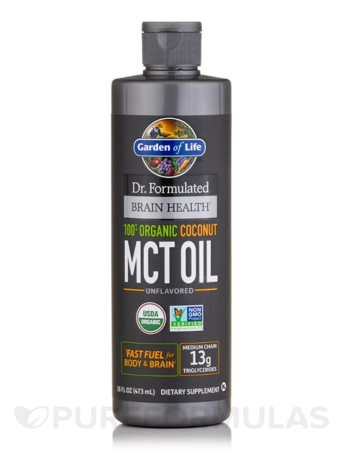 Dr. Formulated Brain Health 100% Organic Coconut MCT Oil, Unflavored - 16 Fl. Oz (473 Ml) 1 Dr. Formulated Brain Health 100% Organic Coconut MCT Oil, Unflavored - 16 Fl. Oz (473 Ml)