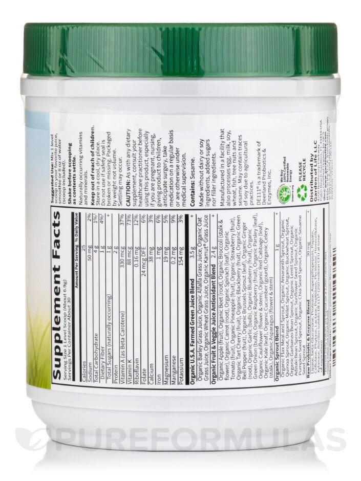 Raw Organic Perfect Food® Green Superfood Juiced Greens Powder, Original Flavor - 7.30 Oz (207 Grams) 2 Raw Organic Perfect Food® Green Superfood Juiced Greens Powder, Original Flavor - 7.30 Oz (207 Grams) - Image 2