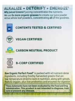 Raw Organic Perfect Food® Green Superfood Juiced Greens Powder, Original Flavor - 7.30 Oz (207 Grams) 11 Raw Organic Perfect Food® Green Superfood Juiced Greens Powder, Original Flavor - 7.30 Oz (207 Grams) -Garden Of Life Shop images 241