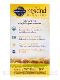Mykind Organics Organic Chewable Vegan D3 2000 IU, Raspberry-Lemon - 30 Vegan Chewable Tablets -Garden Of Life Shop images 247
