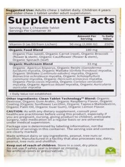 Mykind Organics Organic Chewable Vegan D3 2000 IU, Raspberry-Lemon - 30 Vegan Chewable Tablets -Garden Of Life Shop images 249