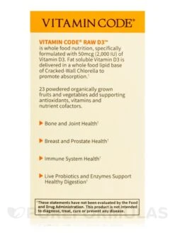 Vitamin Code® - Raw D3™ 2000 IU - 60 Vegetarian Capsules -Garden Of Life Shop images 319