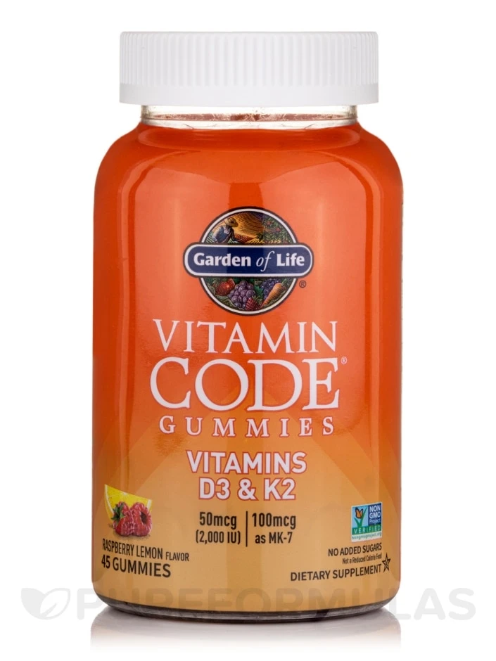 Vitamin Code® D3 And K2, Raspberry Lemon Flavor - 45 Gummies 1 Vitamin Code® D3 And K2, Raspberry Lemon Flavor - 45 Gummies