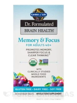 Dr. Formulated Brain Health Memory & Focus For Adults 40+ - 60 Vegetarian Tablets -Garden Of Life Shop images 348