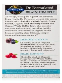 Dr. Formulated Brain Health Memory & Focus For Adults 40+ - 60 Vegetarian Tablets -Garden Of Life Shop images 356