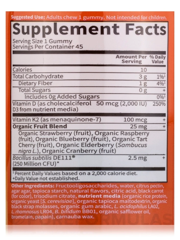 Vitamin Code® D3 And K2, Raspberry Lemon Flavor - 45 Gummies 4 Vitamin Code® D3 And K2, Raspberry Lemon Flavor - 45 Gummies - Image 4