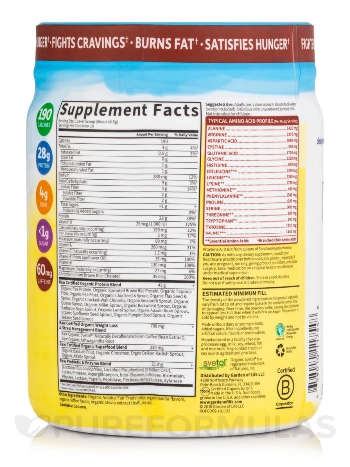 Raw Organic Fit High Protein Powder, Coffee - 16 Oz (454 Grams) 3 Raw Organic Fit High Protein Powder, Coffee - 16 Oz (454 Grams) - Image 3