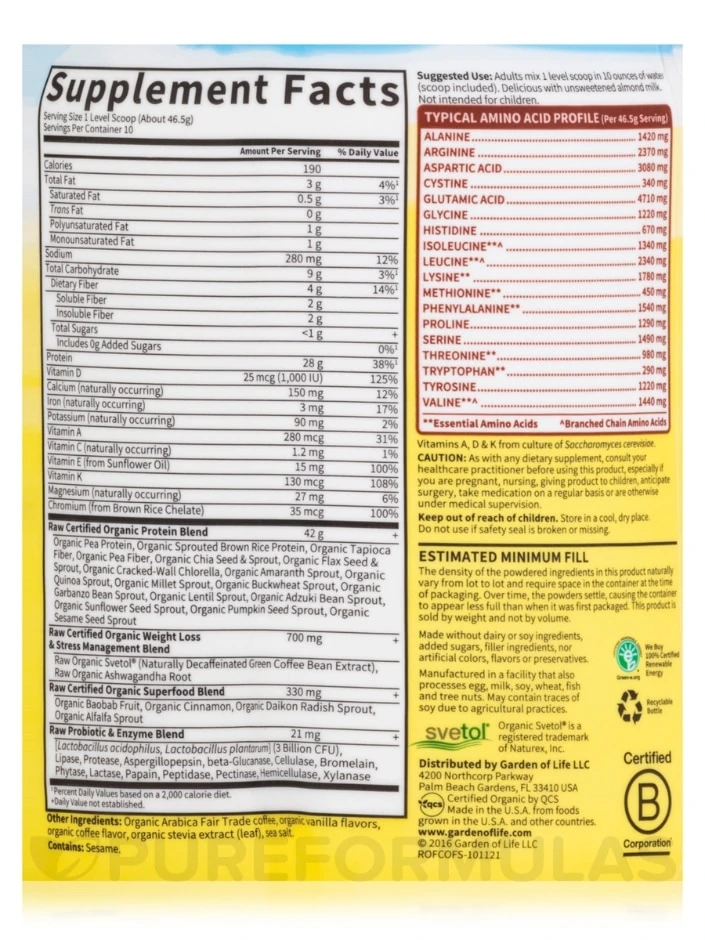 Raw Organic Fit High Protein Powder, Coffee - 16 Oz (454 Grams) 6 Raw Organic Fit High Protein Powder, Coffee - 16 Oz (454 Grams) - Image 6