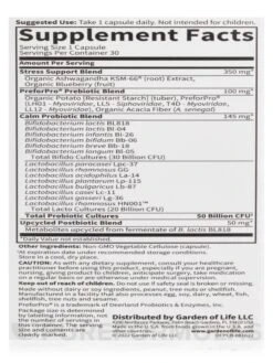 Dr. Formulated Probiotics Calm 50 Billion - 30 Vegetarian Capsules -Garden Of Life Shop images 45