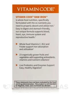 Vitamin Code® - Raw Iron - 30 Vegetarian Capsules 17 Vitamin Code® - Raw Iron - 30 Vegetarian Capsules -Garden Of Life Shop images 487