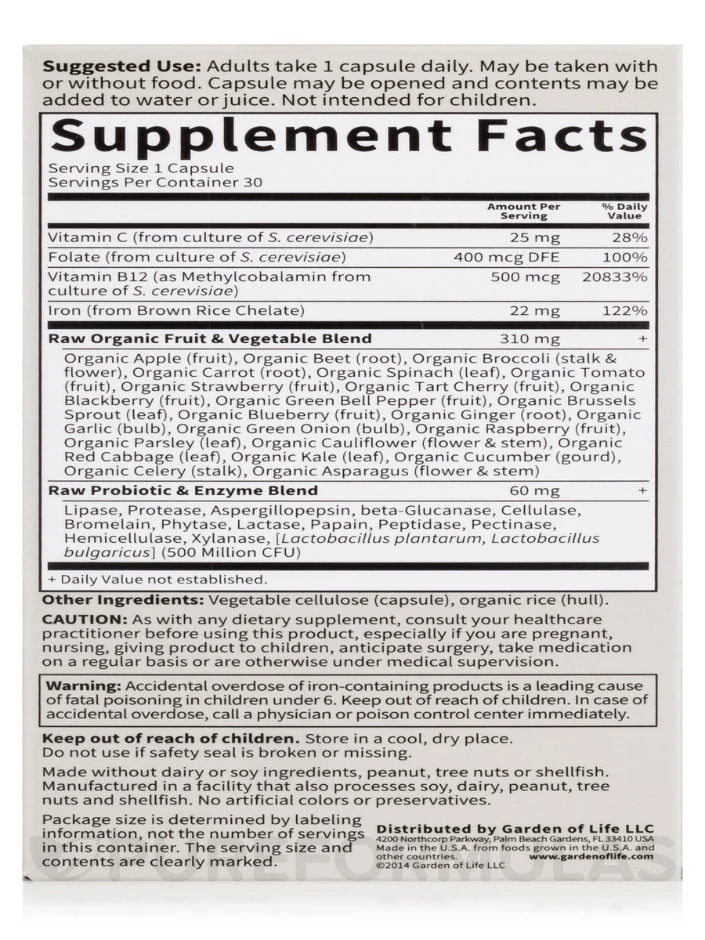 Vitamin Code® - Raw Iron - 30 Vegetarian Capsules 8 Vitamin Code® - Raw Iron - 30 Vegetarian Capsules - Image 8