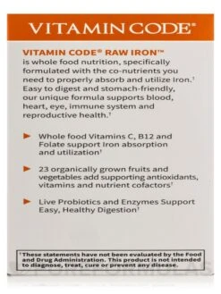 Vitamin Code® - Raw Iron - 30 Vegetarian Capsules 20 Vitamin Code® - Raw Iron - 30 Vegetarian Capsules -Garden Of Life Shop images 490