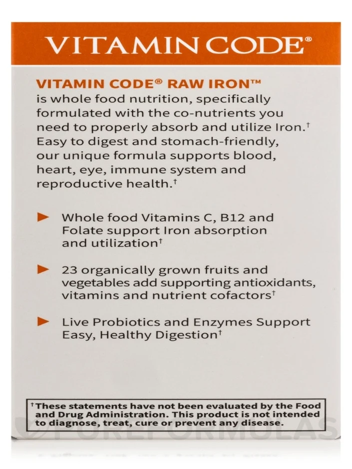 Vitamin Code® - Raw Iron - 30 Vegetarian Capsules 10 Vitamin Code® - Raw Iron - 30 Vegetarian Capsules - Image 10