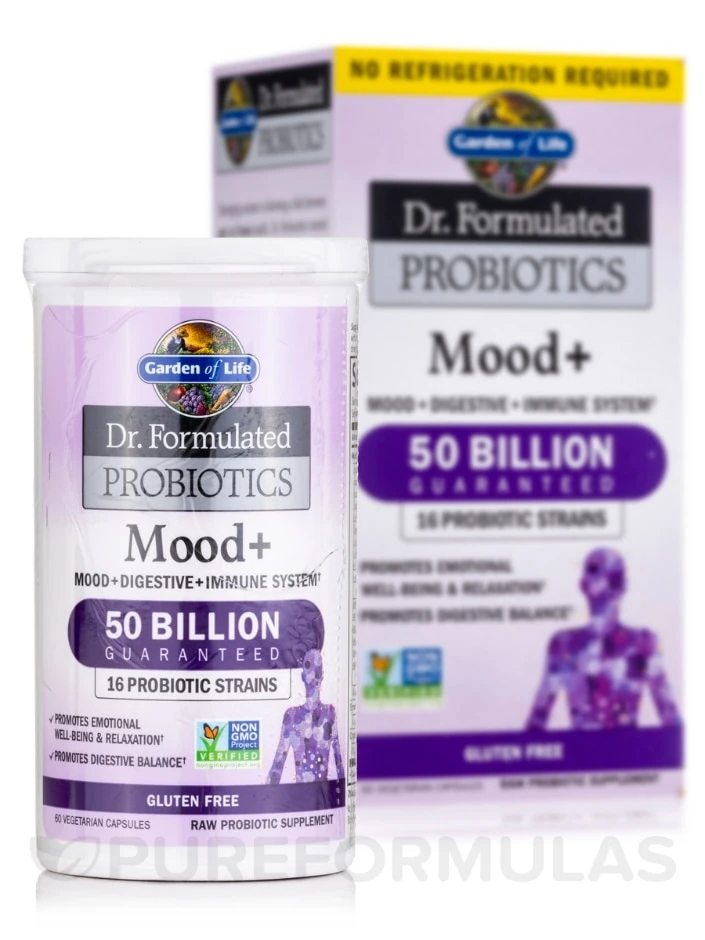 Dr. Formulated Probiotics Mood+ (Shelf Stable) - 60 Vegetarian Capsules 2 Dr. Formulated Probiotics Mood+ (Shelf Stable) - 60 Vegetarian Capsules - Image 2