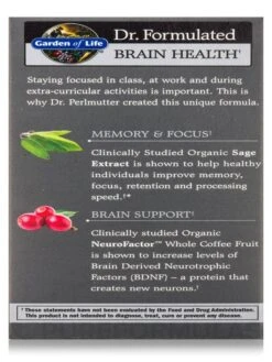 Dr. Formulated Brain Health Memory & Focus For Young Adults - 60 Vegetarian Tablets -Garden Of Life Shop images 523