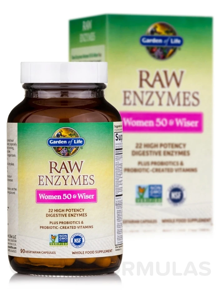 Raw Enzymes™ Women 50 & Wiser - 90 Vegetarian Capsules 2 Raw Enzymes™ Women 50 & Wiser - 90 Vegetarian Capsules - Image 2